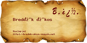 Bredák Ákos névjegykártya